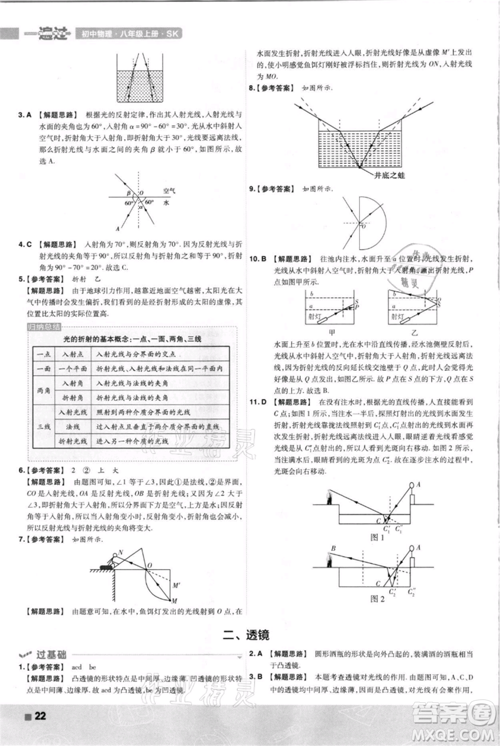 南京師范大學(xué)出版社2021一遍過八年級上冊物理蘇科版參考答案