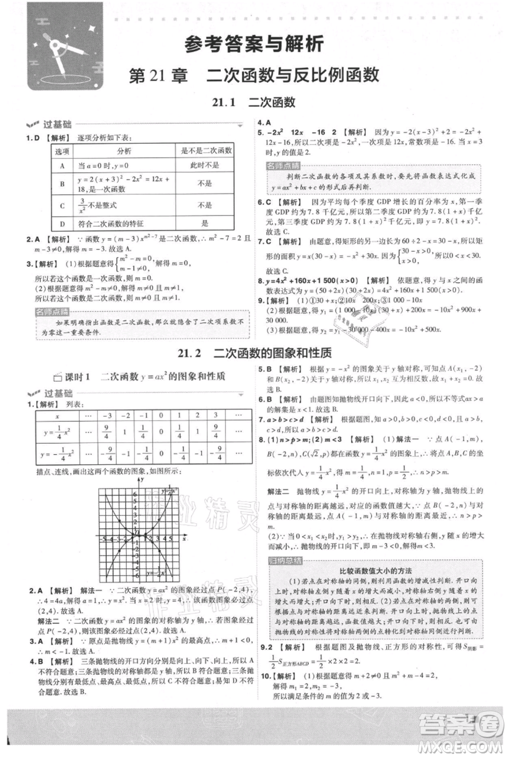 南京師范大學(xué)出版社2021一遍過(guò)九年級(jí)上冊(cè)數(shù)學(xué)滬科版參考答案