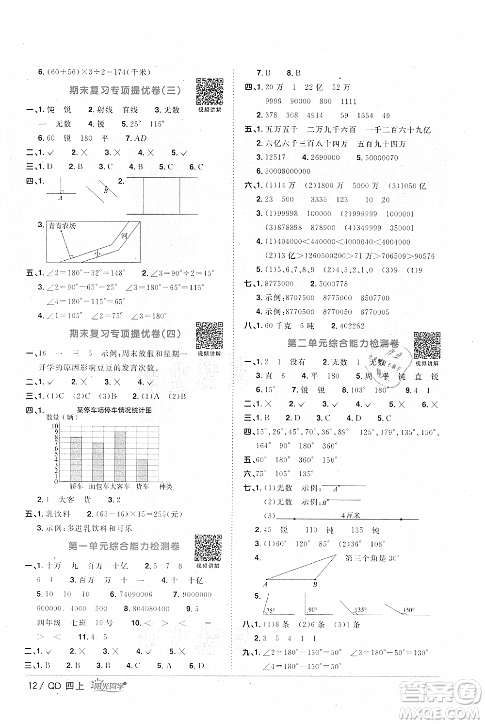 江西教育出版社2021陽光同學(xué)課時(shí)優(yōu)化作業(yè)四年級(jí)上冊(cè)數(shù)學(xué)青島版參考答案