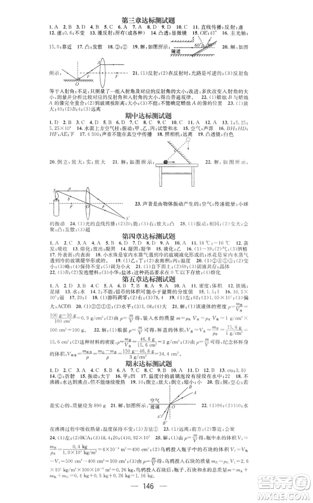 江西教育出版社2021名師測控八年級物理上冊HY滬粵版答案