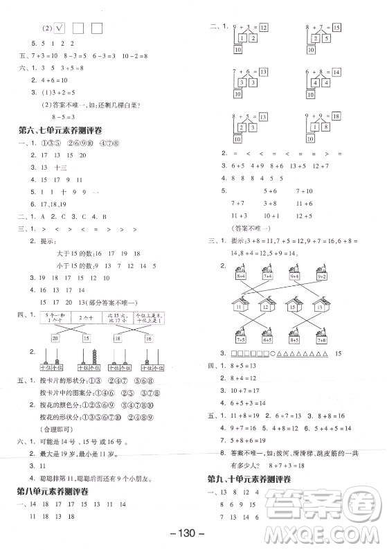 開明出版社2021全品學(xué)練考數(shù)學(xué)一年級(jí)上冊(cè)JJ冀教版答案