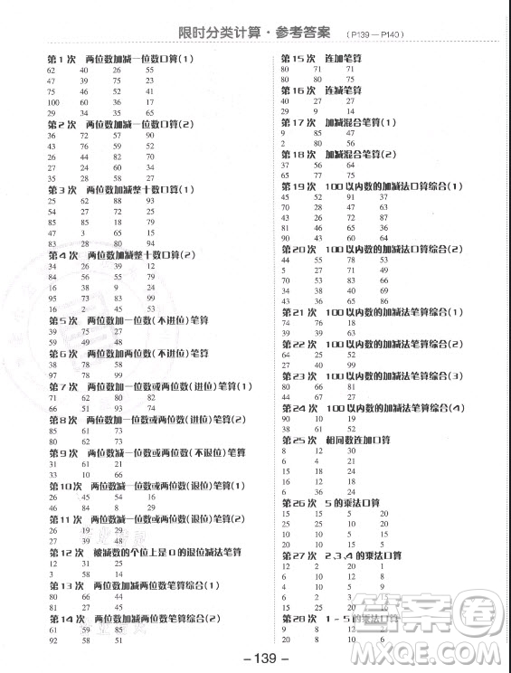 開明出版社2021全品學(xué)練考數(shù)學(xué)二年級上冊RJ人教版答案