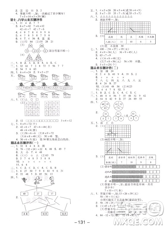 開明出版社2021全品學(xué)練考數(shù)學(xué)二年級(jí)上冊(cè)JJ冀教版答案