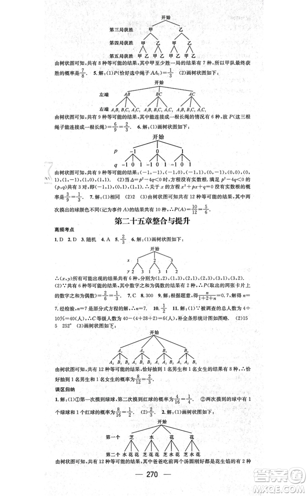 廣東經(jīng)濟(jì)出版社2021名師測(cè)控九年級(jí)數(shù)學(xué)全一冊(cè)人教版云南專版答案