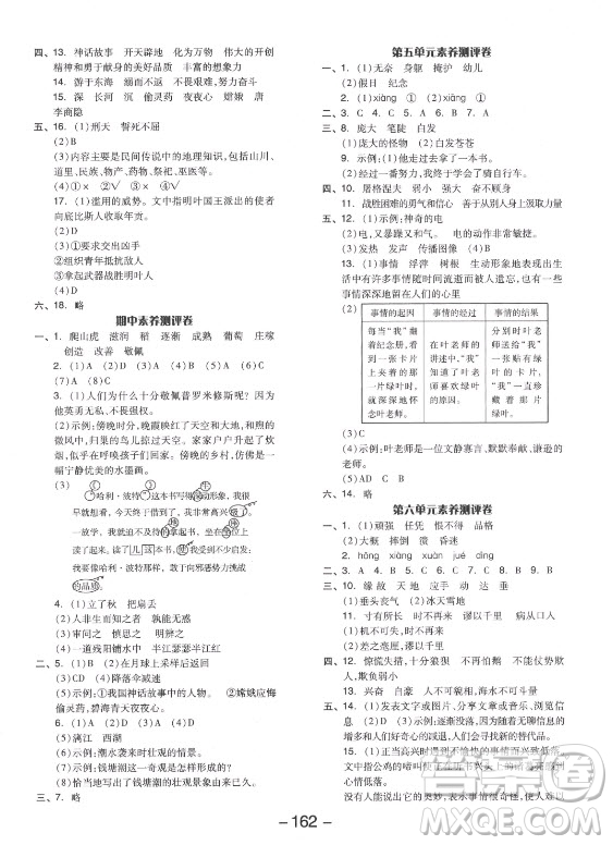 開明出版社2021全品學(xué)練考語(yǔ)文四年級(jí)上冊(cè)RJ人教版答案