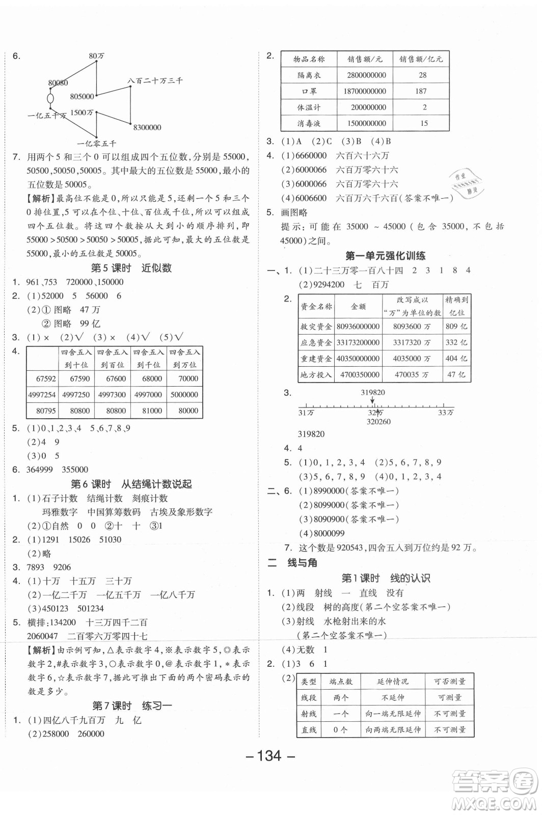 開明出版社2021全品學練考數(shù)學四年級上冊BS北師版答案