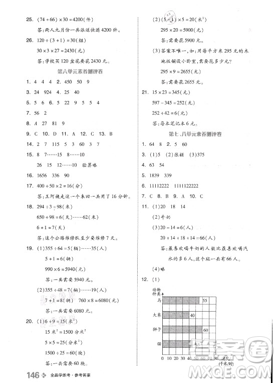 開(kāi)明出版社2021全品學(xué)練考數(shù)學(xué)四年級(jí)上冊(cè)BJ北京版答案