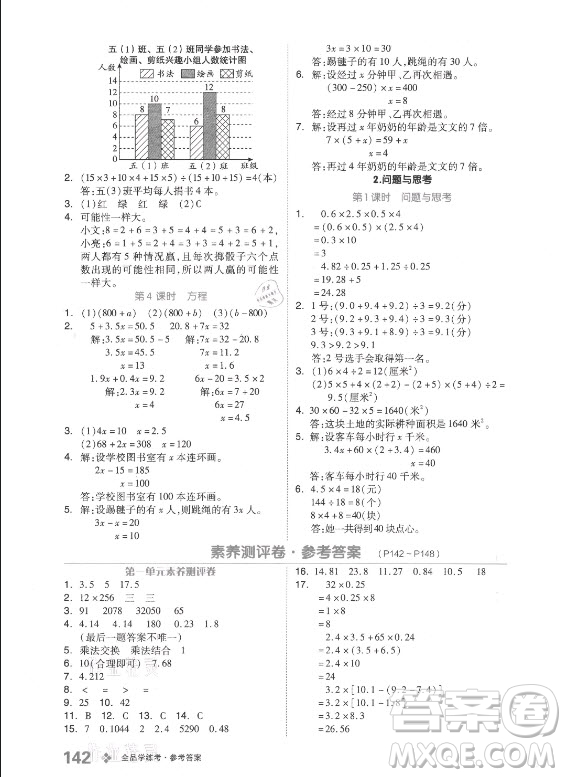 開明出版社2021全品學(xué)練考數(shù)學(xué)五年級上冊BJ北京版答案