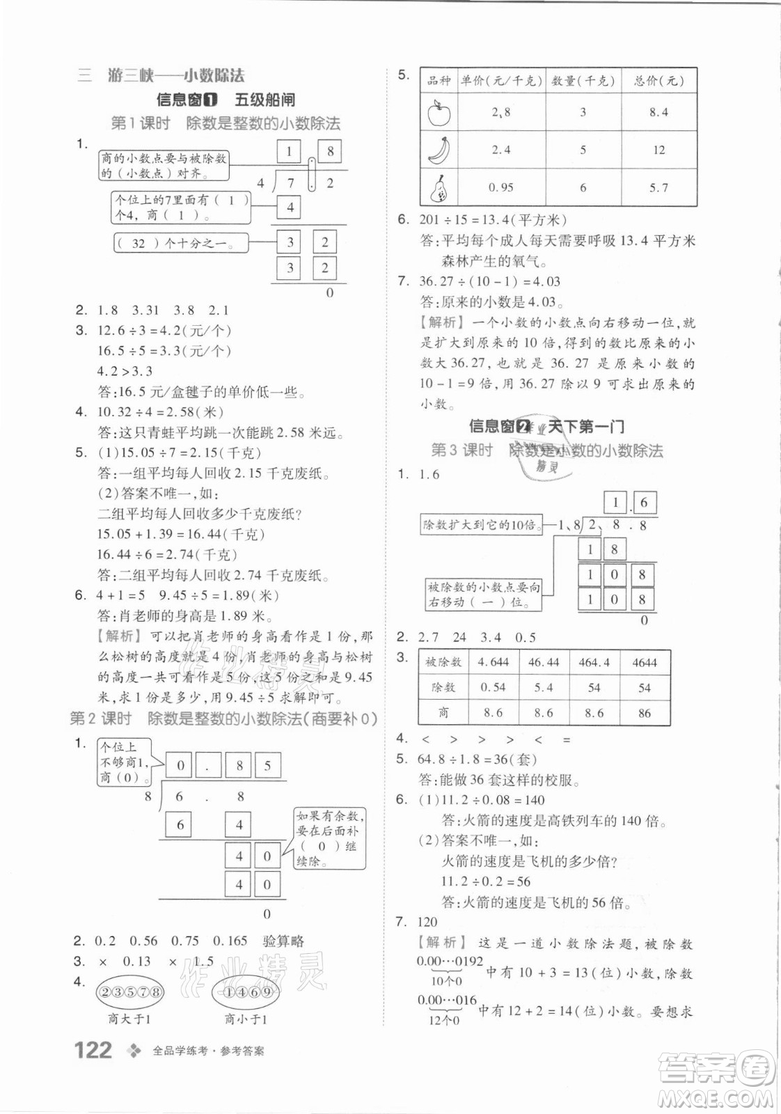 花山文藝出版社2021全品學(xué)練考數(shù)學(xué)五年級上冊QD青島版答案