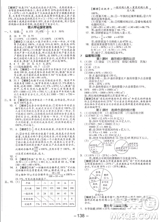 開明出版社2021全品學(xué)練考數(shù)學(xué)六年級上冊RJ人教版答案