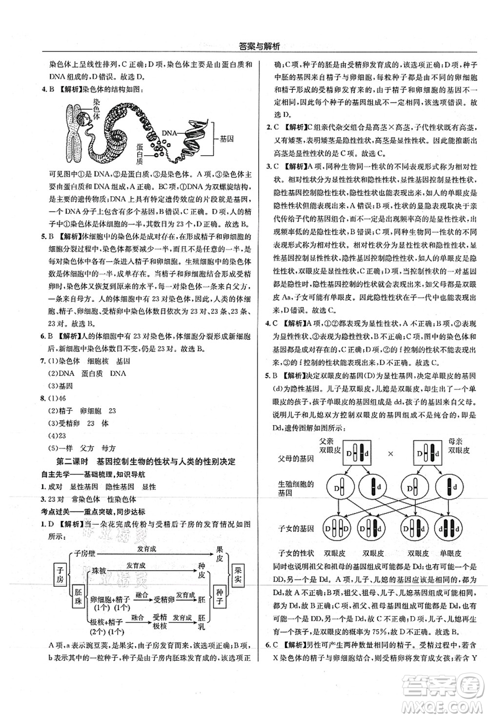 龍門(mén)書(shū)局2021啟東中學(xué)作業(yè)本八年級(jí)生物全一冊(cè)SK蘇科版答案