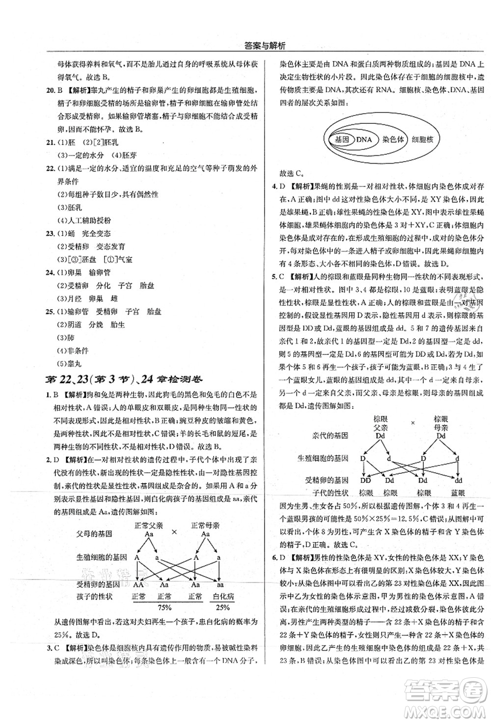 龍門(mén)書(shū)局2021啟東中學(xué)作業(yè)本八年級(jí)生物全一冊(cè)SK蘇科版答案