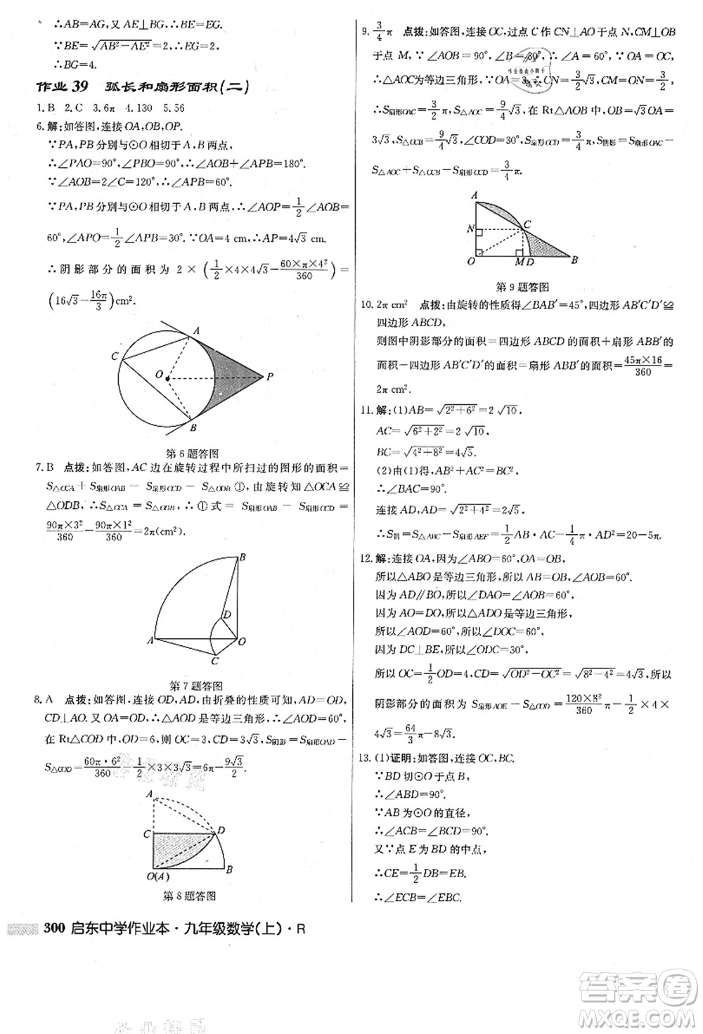 龍門書局2021啟東中學作業(yè)本九年級數(shù)學上冊R人教版答案