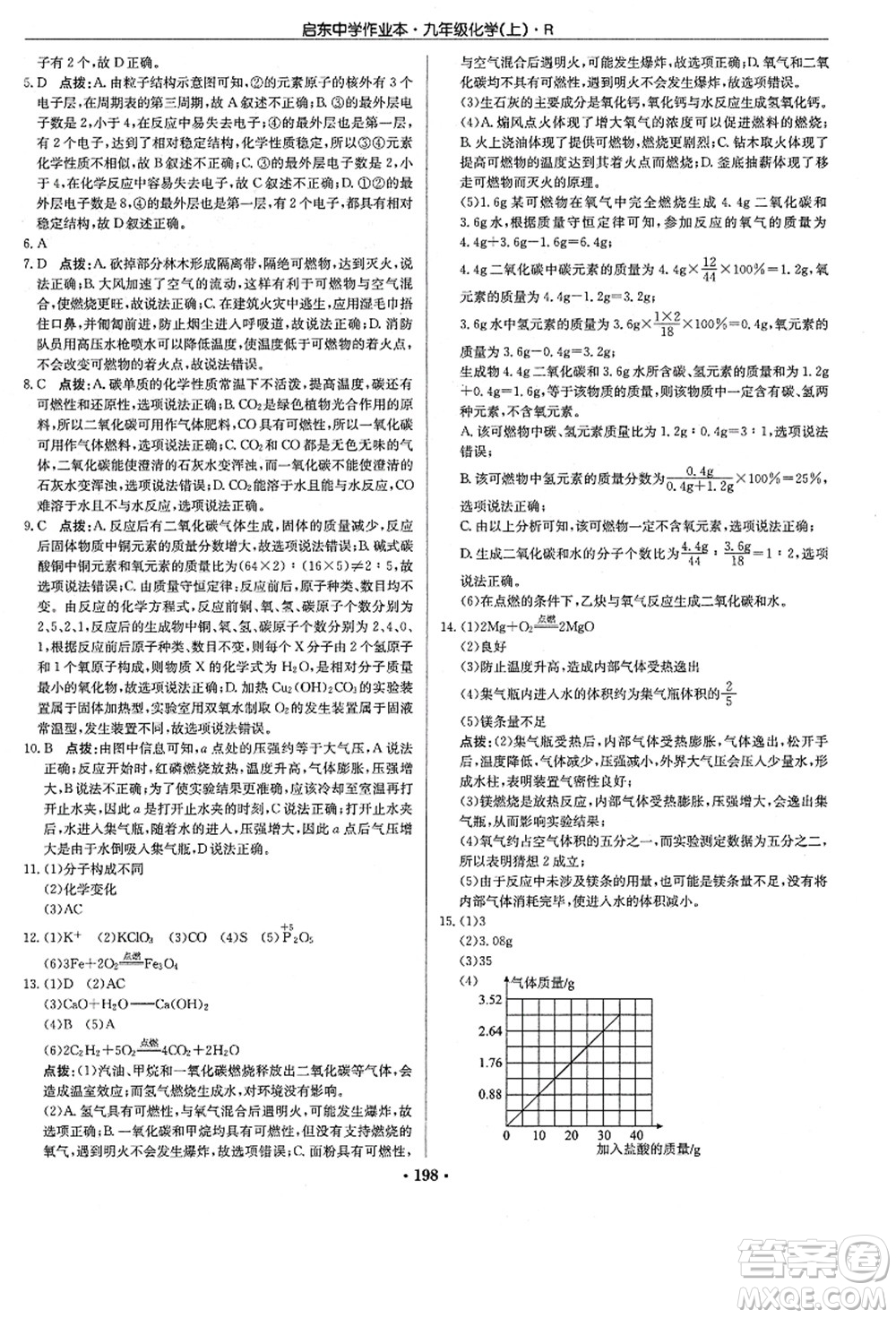 龍門書局2021啟東中學(xué)作業(yè)本九年級化學(xué)上冊R人教版答案