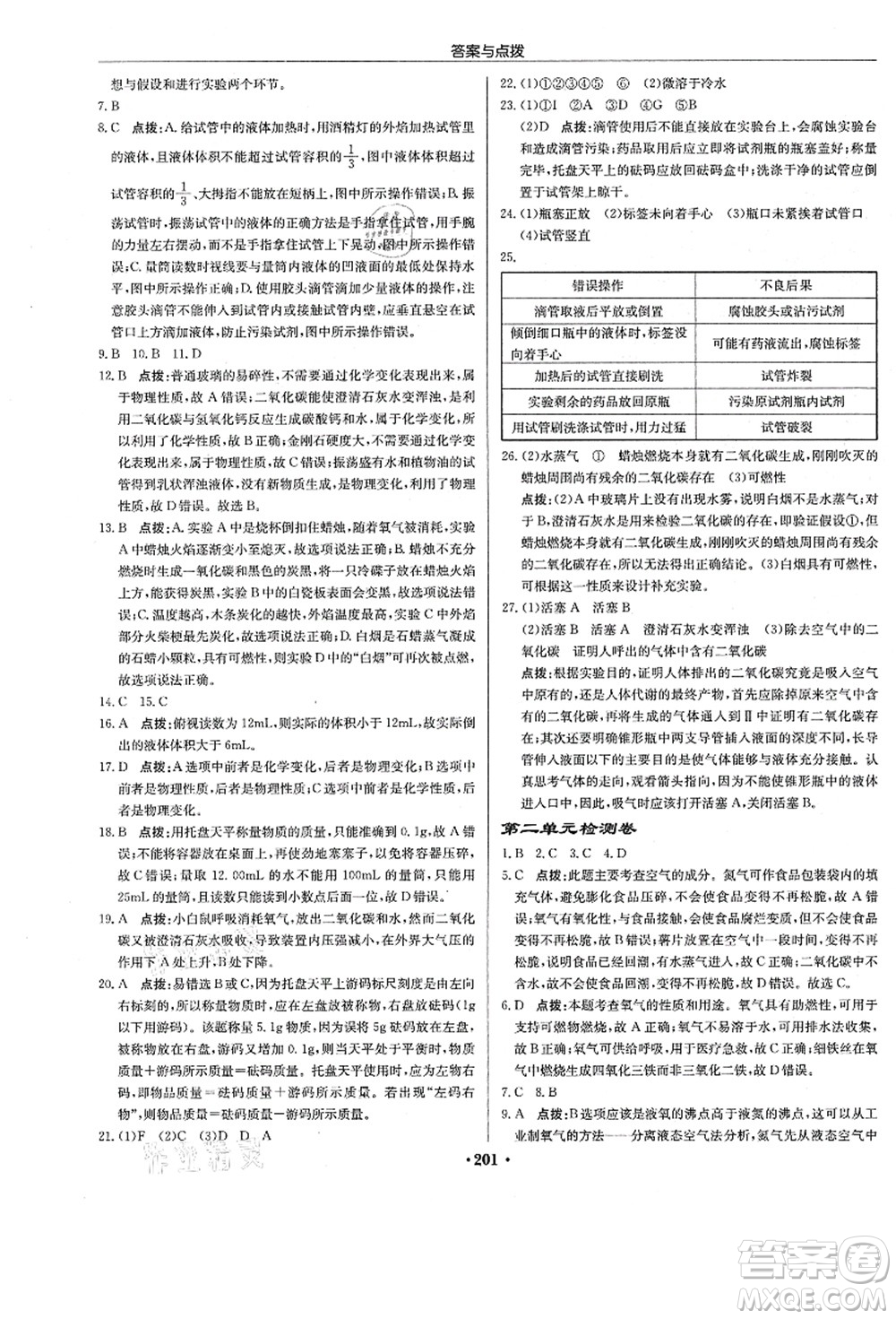 龍門書局2021啟東中學(xué)作業(yè)本九年級化學(xué)上冊R人教版答案