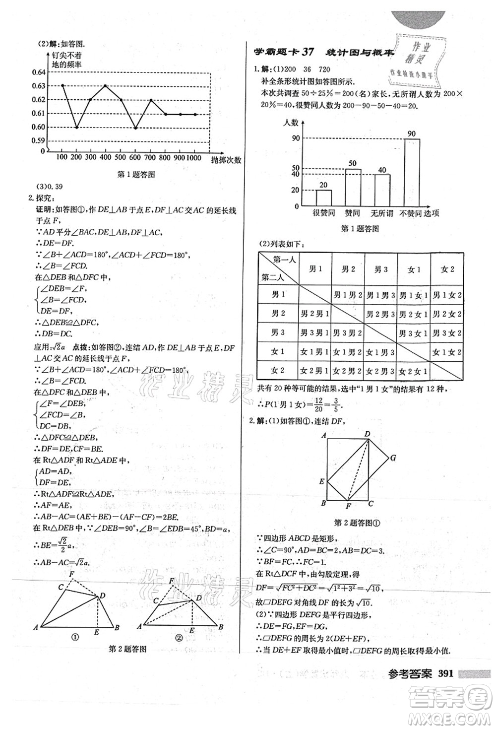 龍門書局2021啟東中學作業(yè)本九年級數(shù)學上冊HS華師版答案