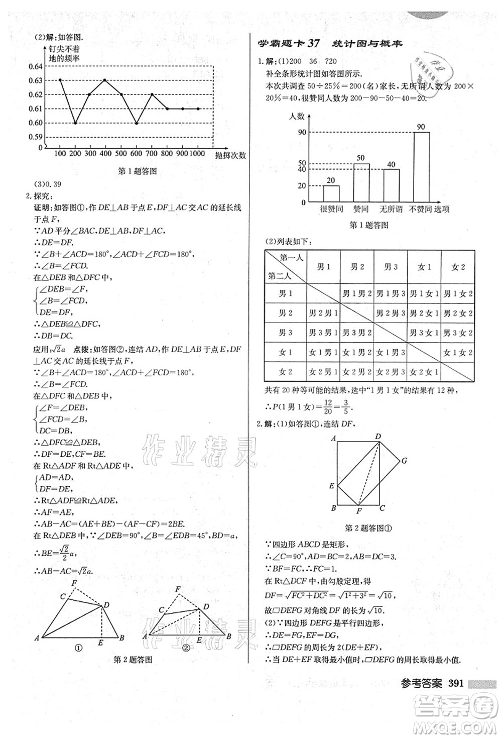 龍門書局2021啟東中學(xué)作業(yè)本九年級(jí)數(shù)學(xué)上冊(cè)HS華師版吉林省專版答案