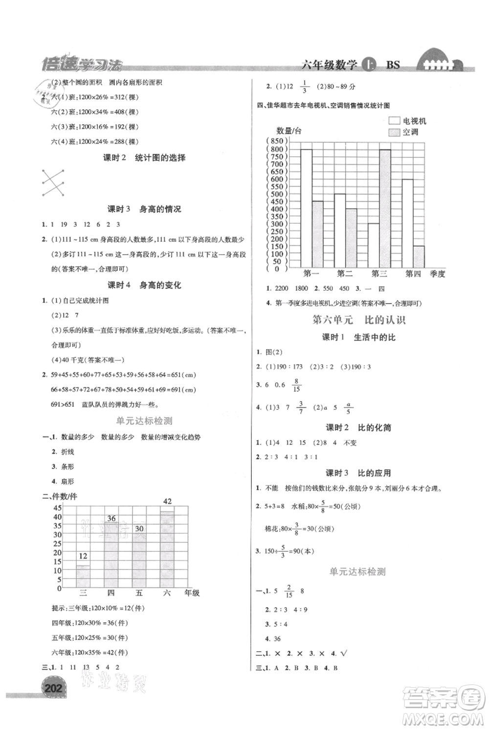 開明出版社2021倍速學習法六年級上冊數(shù)學北師大版參考答案