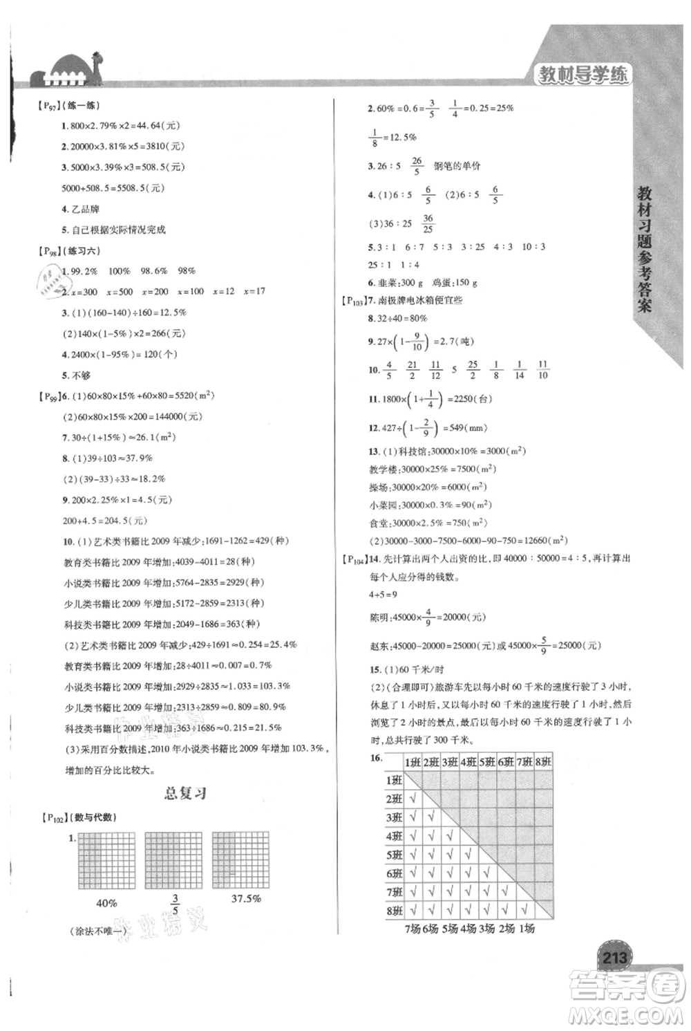 開明出版社2021倍速學習法六年級上冊數(shù)學北師大版參考答案