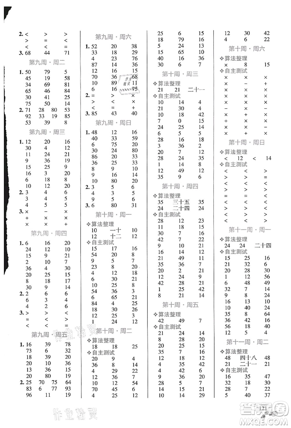 遼寧教育出版社2021小學(xué)學(xué)霸天天計(jì)算二年級數(shù)學(xué)上冊RJ人教版答案