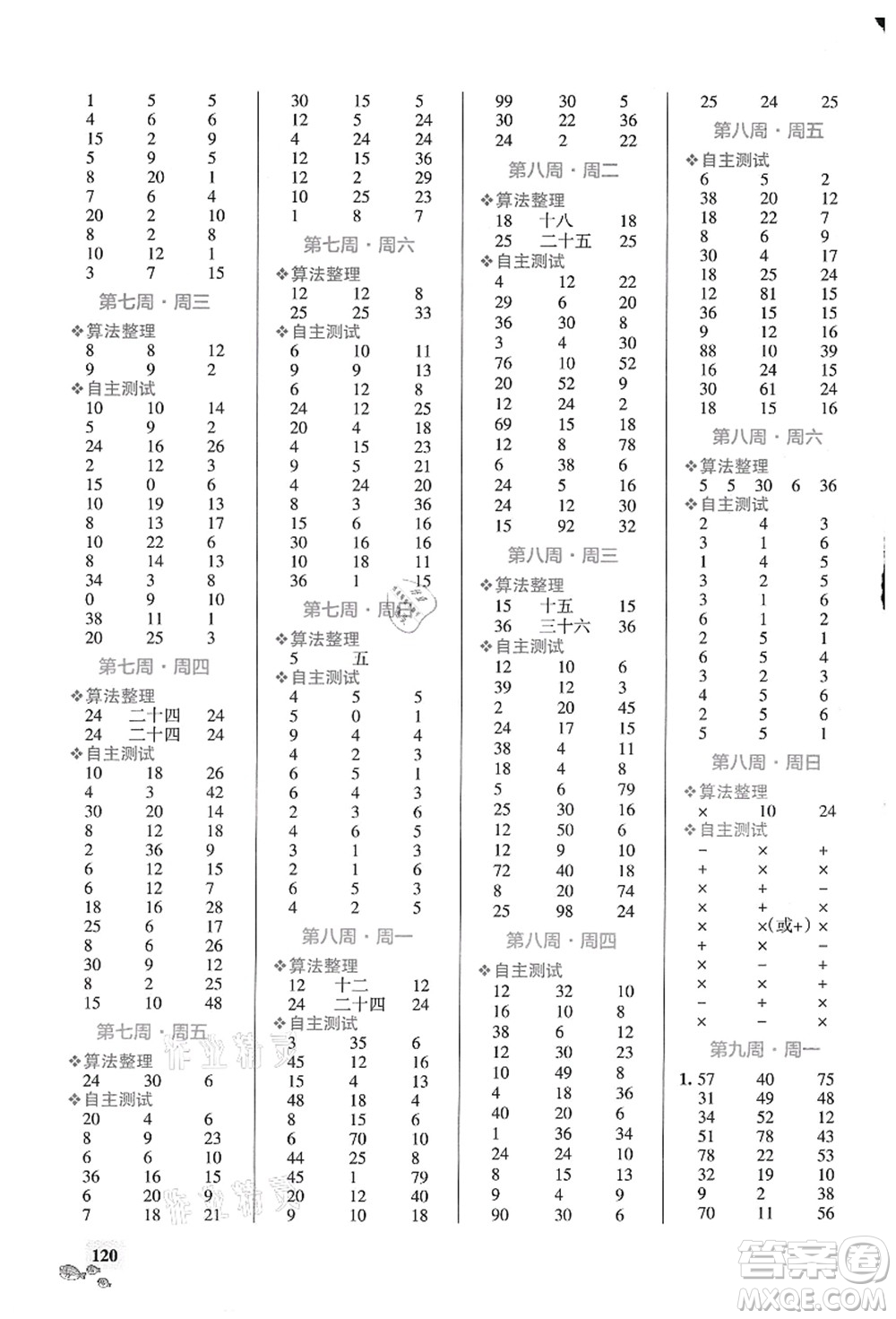 遼寧教育出版社2021小學(xué)學(xué)霸天天計(jì)算二年級數(shù)學(xué)上冊RJ人教版答案