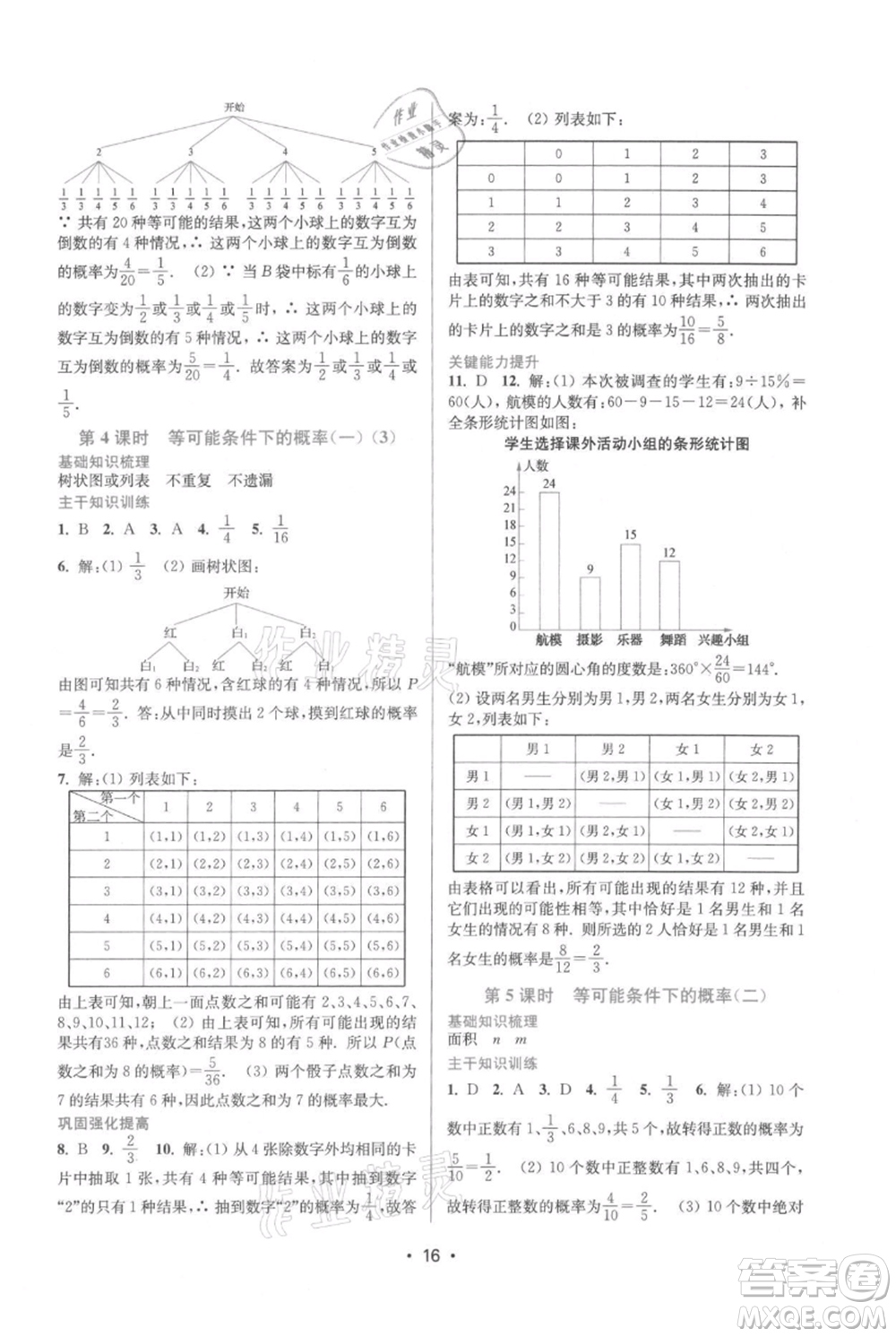 江蘇鳳凰美術(shù)出版社2021創(chuàng)新課時(shí)作業(yè)本九年級(jí)上冊(cè)數(shù)學(xué)蘇州專版參考答案