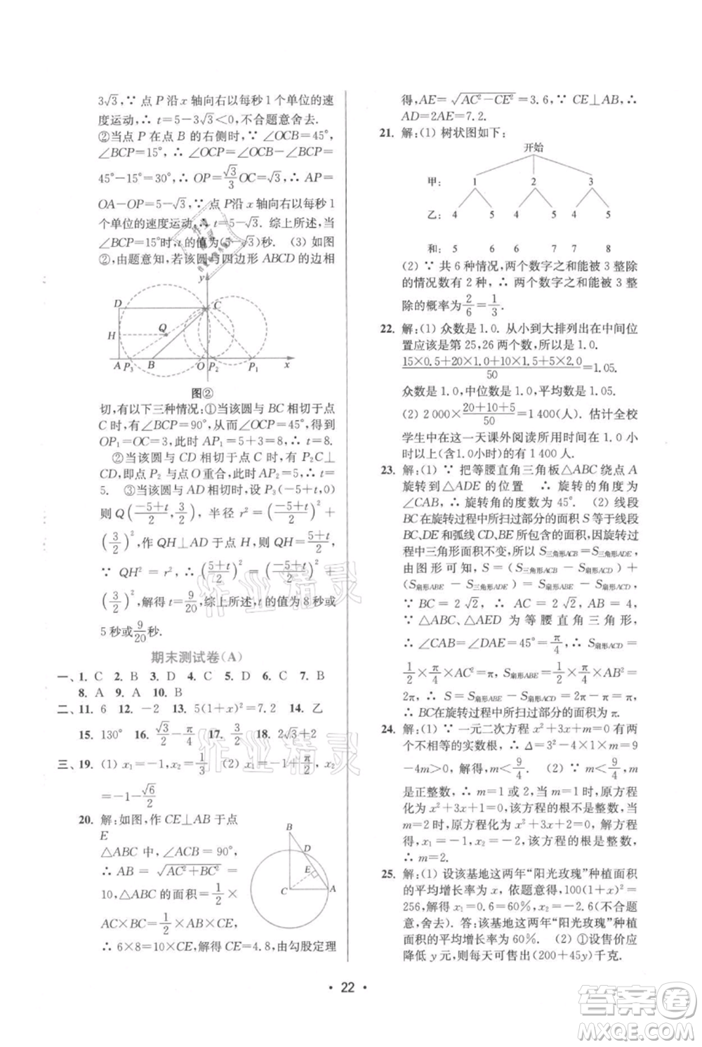 江蘇鳳凰美術(shù)出版社2021創(chuàng)新課時(shí)作業(yè)本九年級(jí)上冊(cè)數(shù)學(xué)蘇州專版參考答案