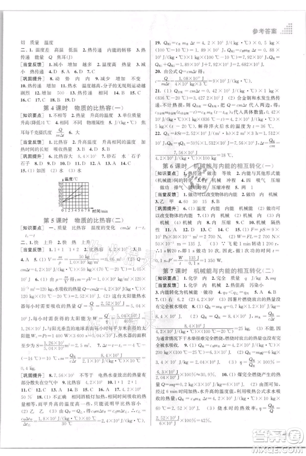 江蘇鳳凰美術(shù)出版社2021創(chuàng)新課時作業(yè)本九年級上冊物理江蘇版參考答案