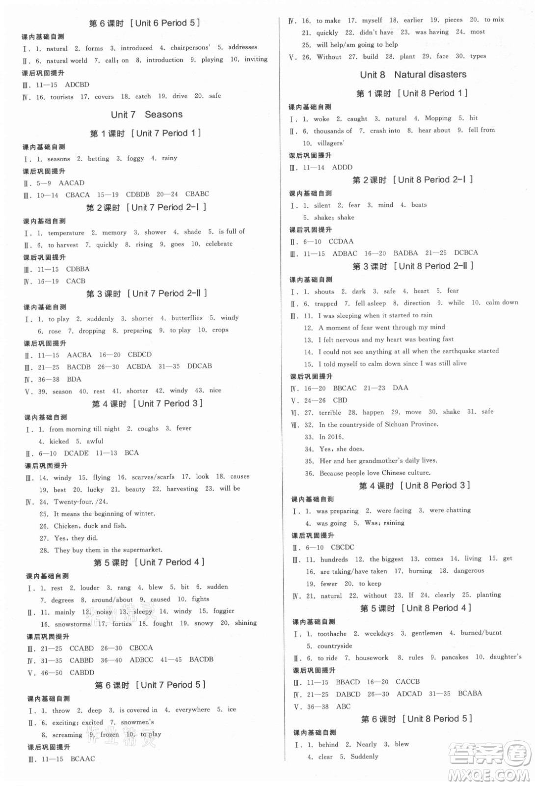 陽(yáng)光出版社2021全品學(xué)練考英語(yǔ)八年級(jí)上冊(cè)YLNJ譯林牛津版徐州專版答案