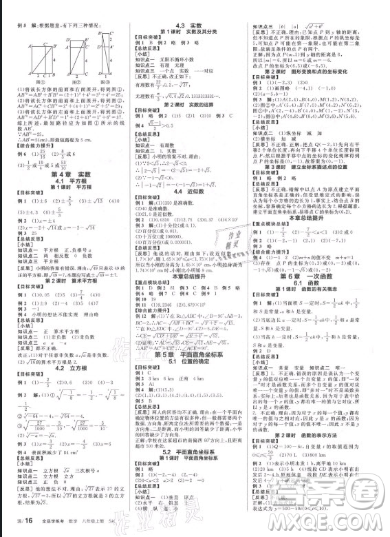 陽光出版社2021全品學(xué)練考數(shù)學(xué)八年級上冊SK蘇科版徐州專版答案