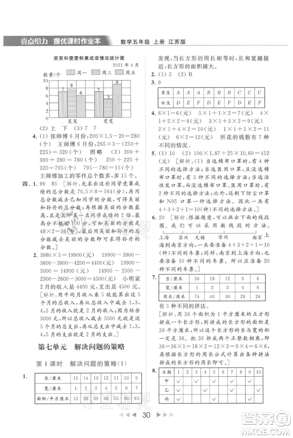 北京教育出版社2021秋季亮點(diǎn)給力提優(yōu)課時(shí)作業(yè)本五年級上冊數(shù)學(xué)江蘇版參考答案