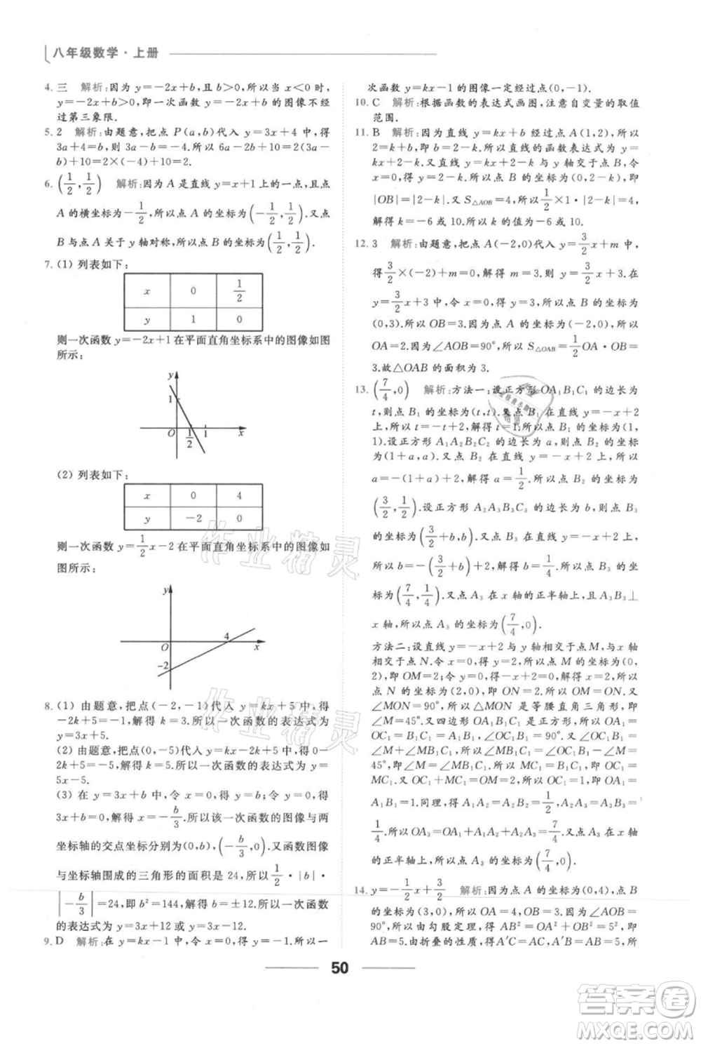 云南美術(shù)出版社2021秋季亮點(diǎn)給力提優(yōu)課時(shí)作業(yè)本八年級(jí)上冊(cè)數(shù)學(xué)通用版參考答案