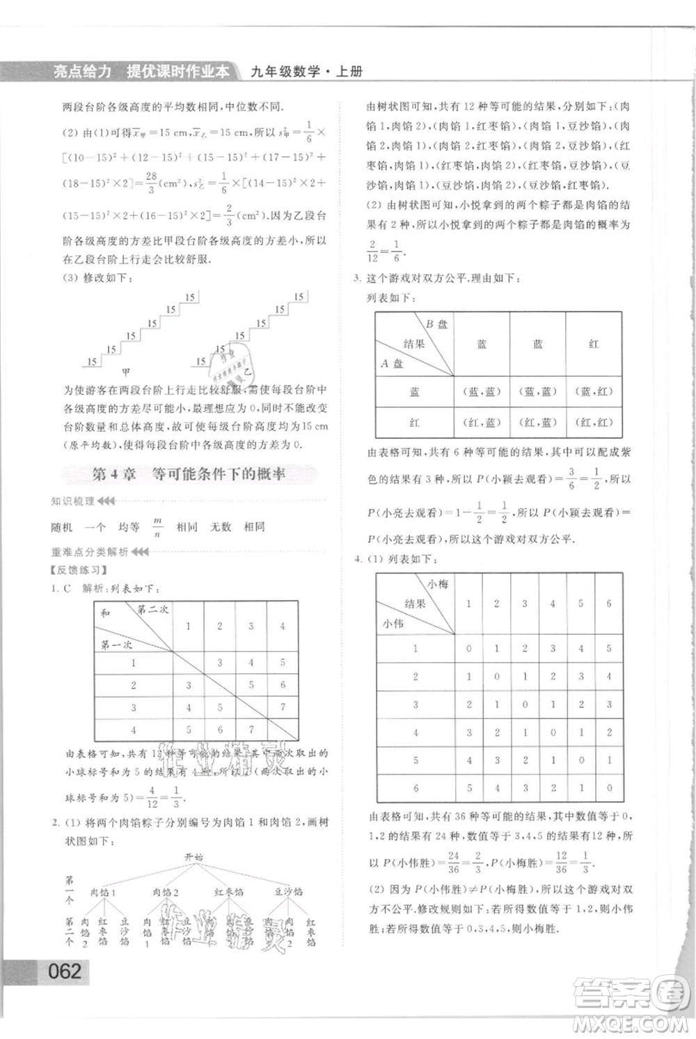 云南美術(shù)出版社2021秋季亮點給力提優(yōu)課時作業(yè)本九年級上冊數(shù)學(xué)通用版參考答案