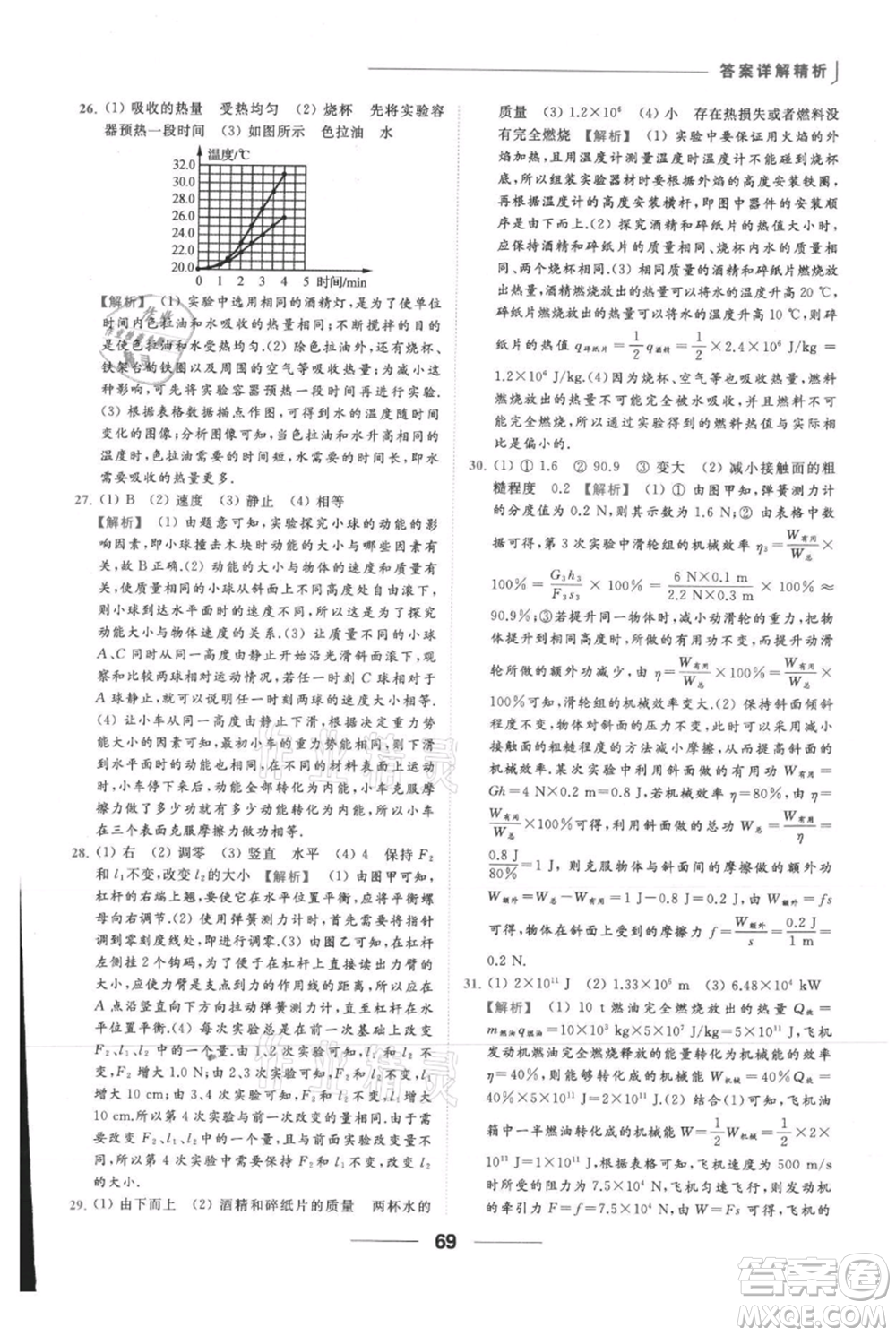 云南美術(shù)出版社2021秋季亮點(diǎn)給力提優(yōu)課時(shí)作業(yè)本九年級(jí)上冊(cè)物理通用版參考答案