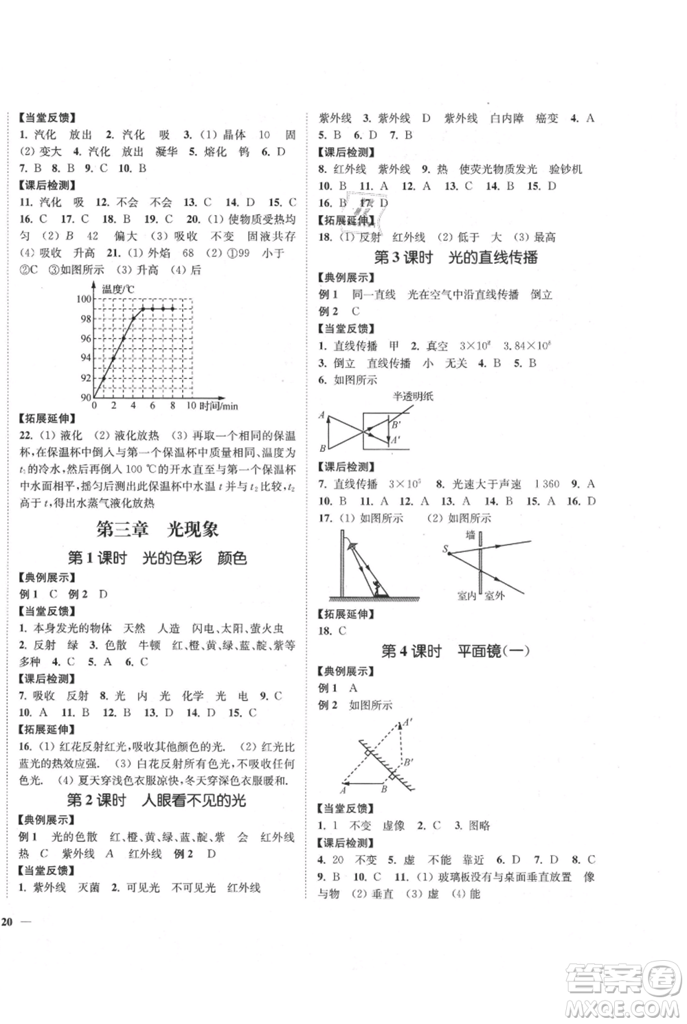 延邊大學(xué)出版社2021南通小題課時作業(yè)本八年級上冊物理蘇科版參考答案