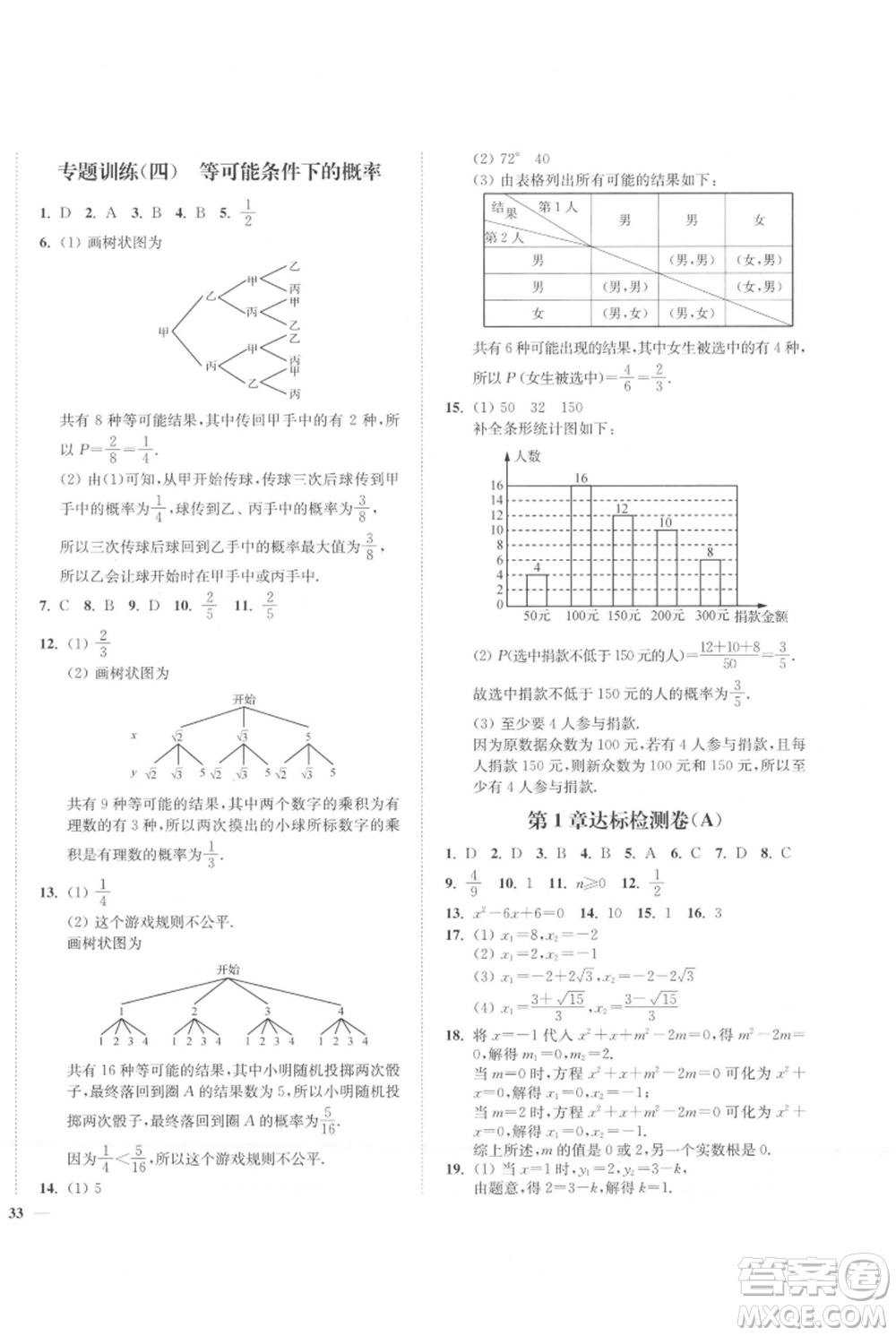 延邊大學(xué)出版社2021南通小題課時(shí)作業(yè)本九年級(jí)上冊(cè)數(shù)學(xué)蘇科版參考答案