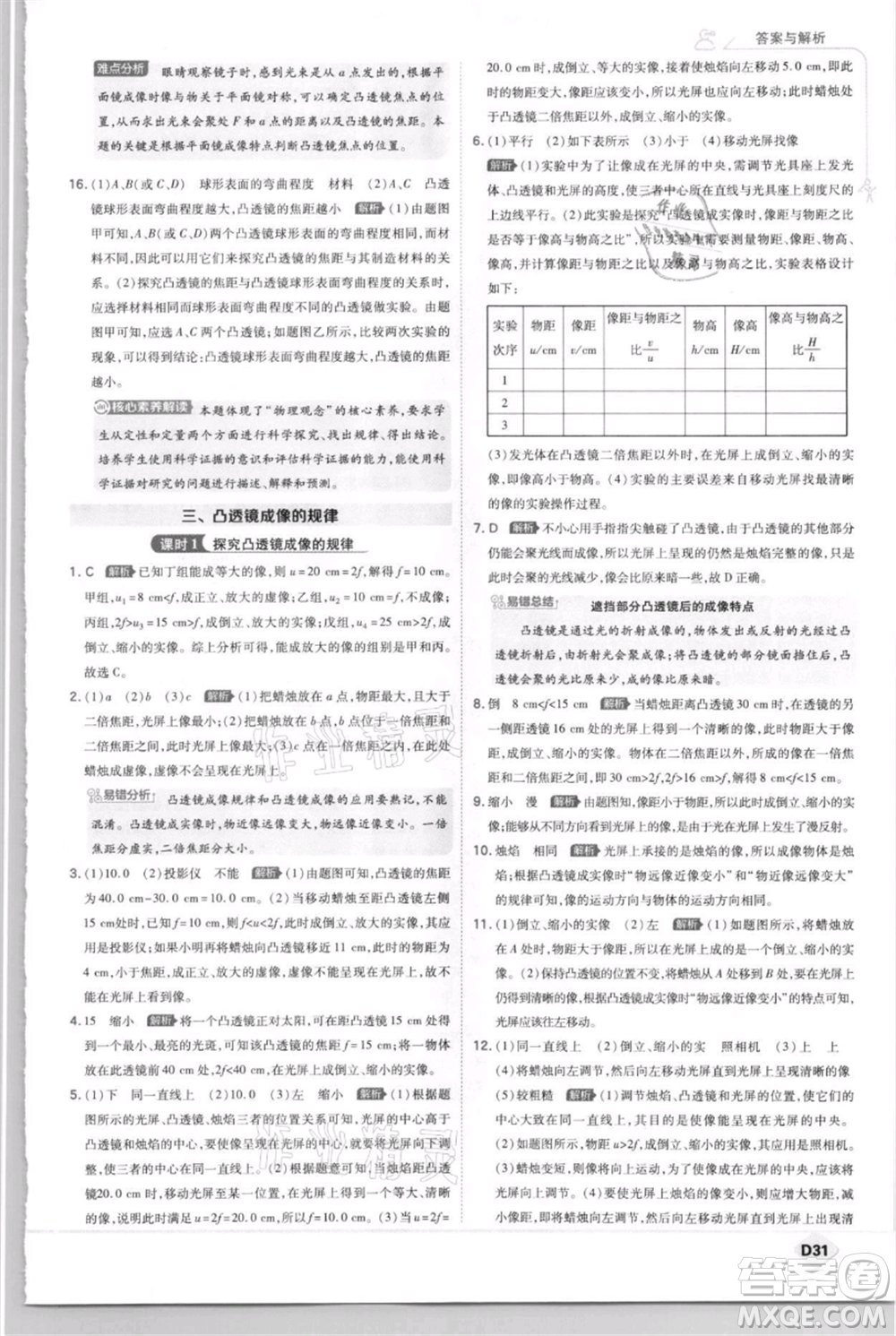 開明出版社2021少年班初中物理八年級上冊蘇科版參考答案