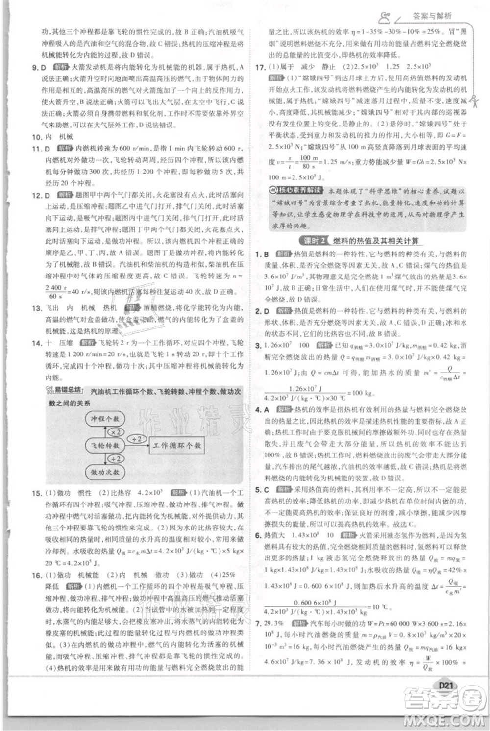 開明出版社2021少年班初中物理九年級(jí)上冊蘇科版參考答案