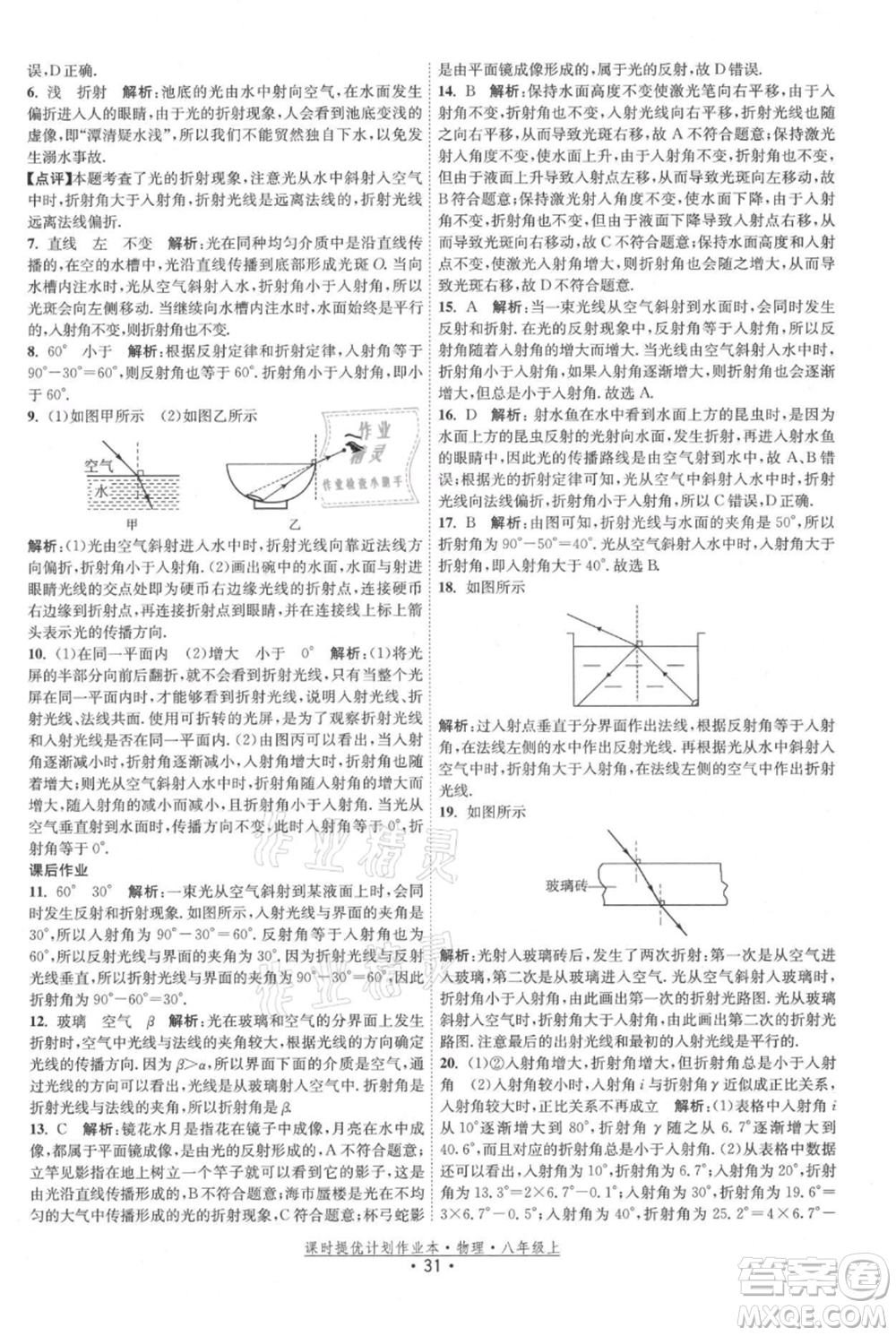 江蘇人民出版社2021課時(shí)提優(yōu)計(jì)劃作業(yè)本八年級(jí)上冊(cè)物理蘇科版參考答案