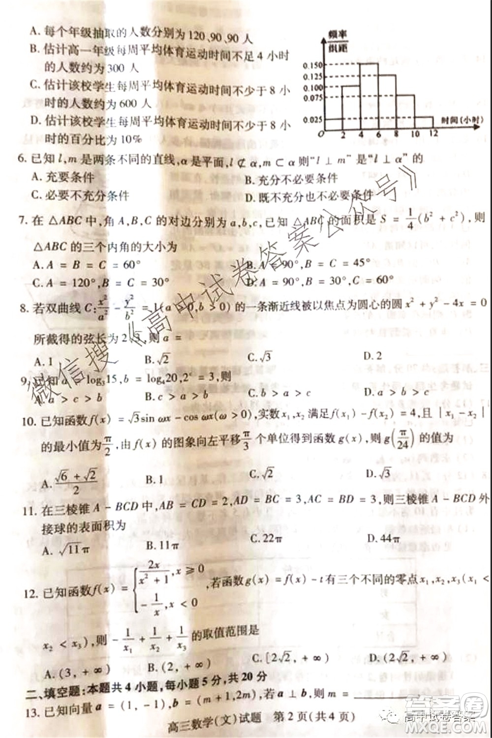 運城市2021年高三年級摸底調(diào)研測試文科數(shù)學(xué)答案