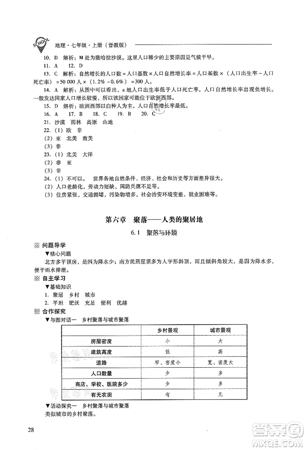 山西教育出版社2021新課程問題解決導(dǎo)學(xué)方案七年級(jí)地理上冊(cè)晉教版答案