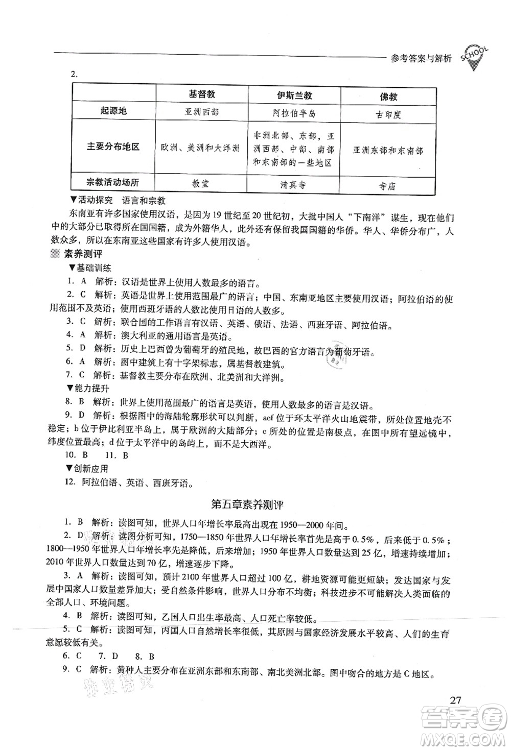 山西教育出版社2021新課程問題解決導(dǎo)學(xué)方案七年級(jí)地理上冊(cè)晉教版答案