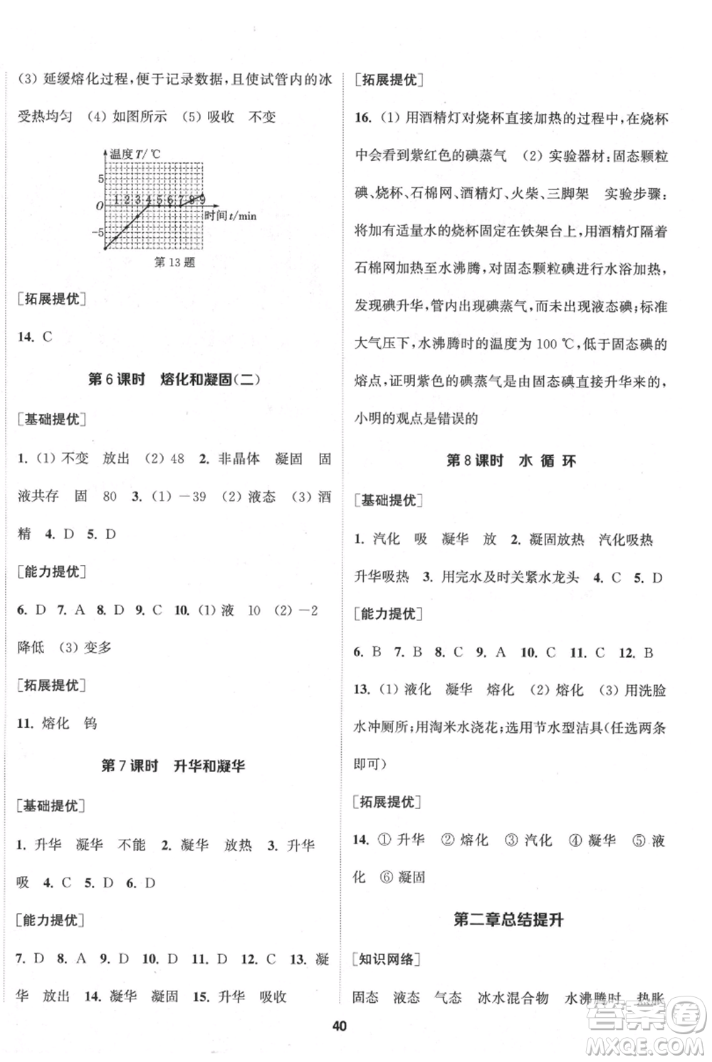 南京大學(xué)出版社2021提優(yōu)訓(xùn)練課課練八年級上冊物理江蘇版徐州專版參考答案