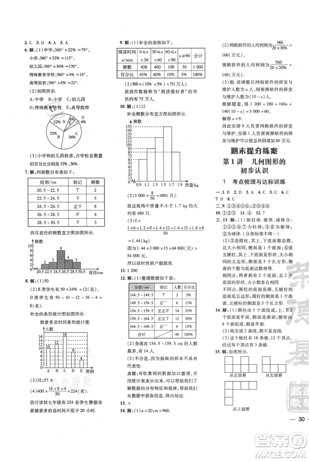 安徽教育出版社2021點(diǎn)撥訓(xùn)練課時(shí)作業(yè)本七年級(jí)上冊(cè)數(shù)學(xué)北師大版參考答案