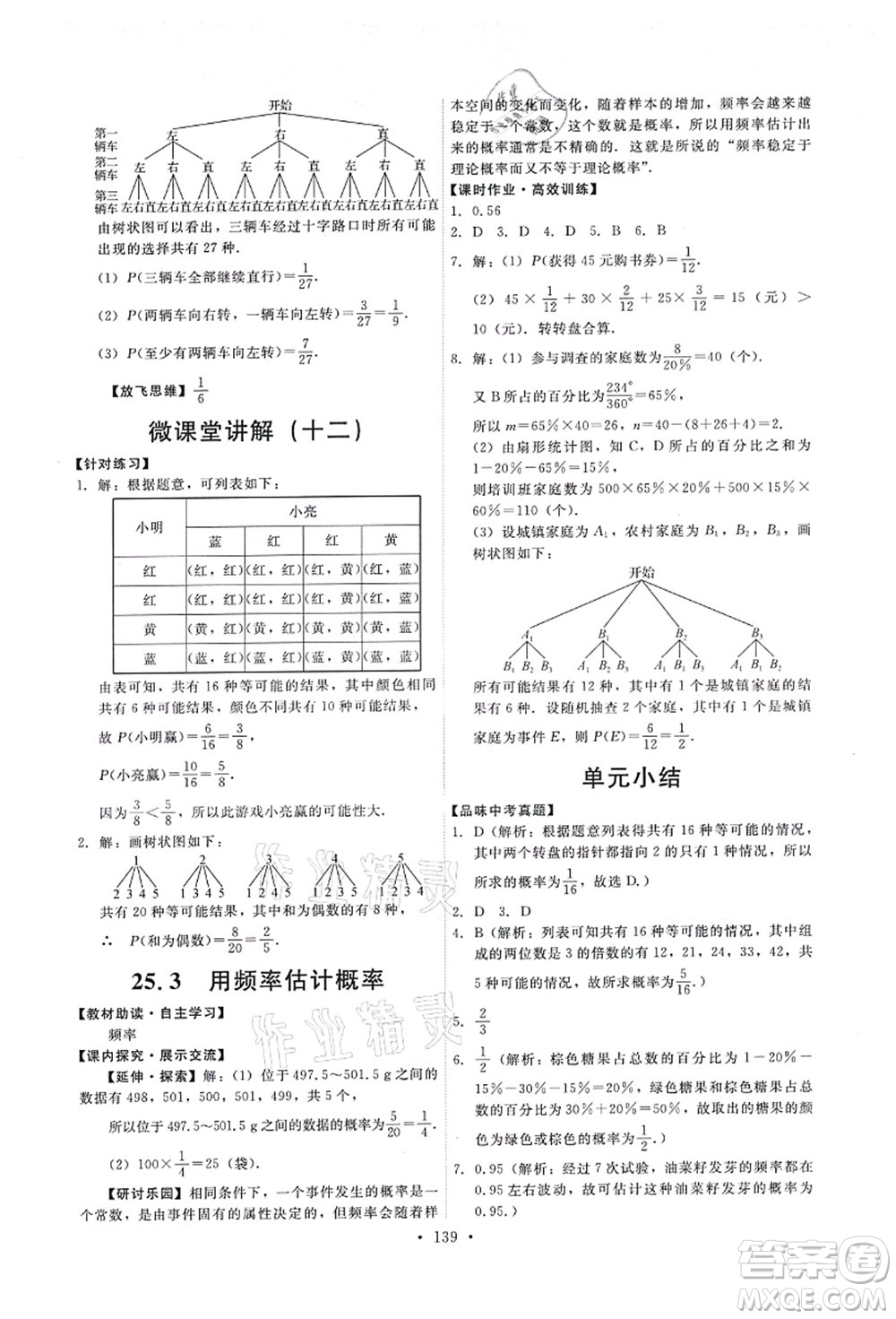 人民教育出版社2021能力培養(yǎng)與測(cè)試九年級(jí)數(shù)學(xué)上冊(cè)人教版答案