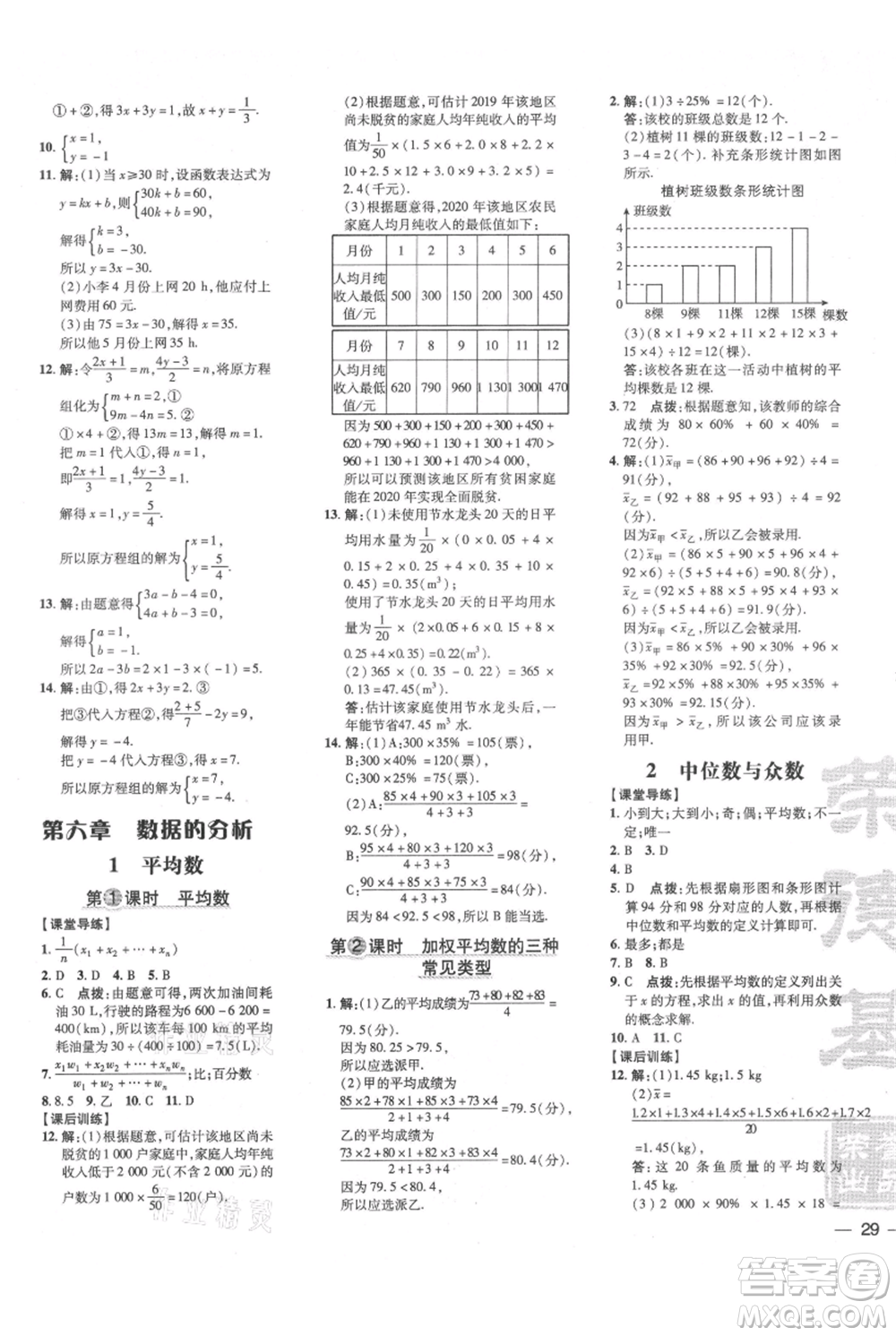 安徽教育出版社2021點撥訓練課時作業(yè)本八年級上冊數學北師大版參考答案