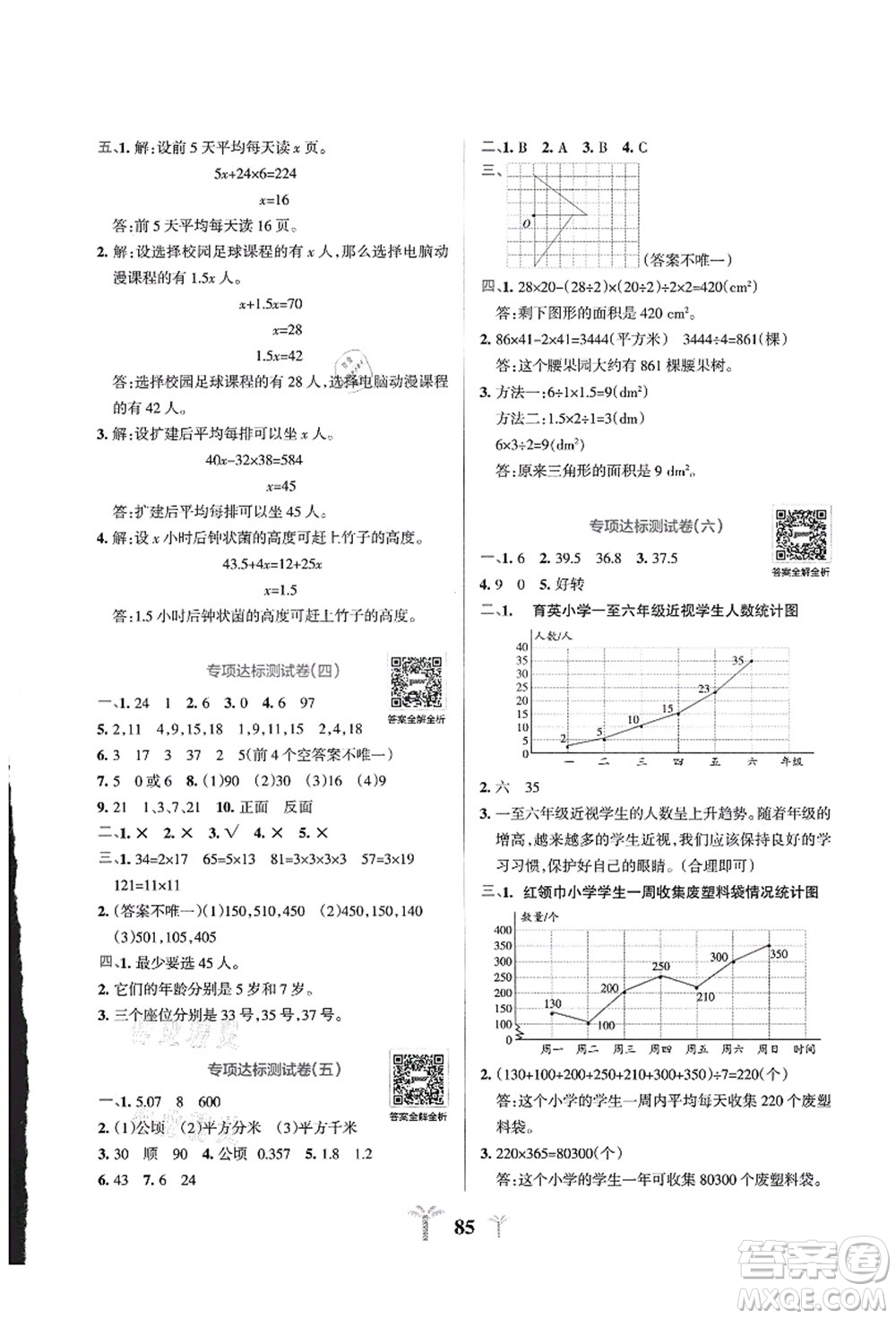 陜西師范大學(xué)出版總社有限公司2021小學(xué)學(xué)霸沖A卷五年級數(shù)學(xué)上冊QD青島版答案