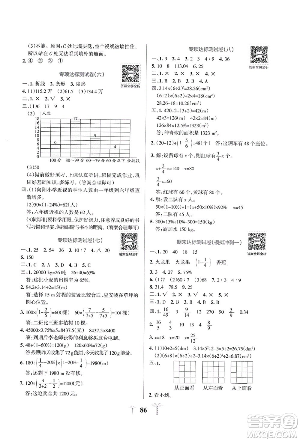 陜西師范大學(xué)出版總社有限公司2021小學(xué)學(xué)霸沖A卷六年級(jí)數(shù)學(xué)上冊(cè)BS北師版答案