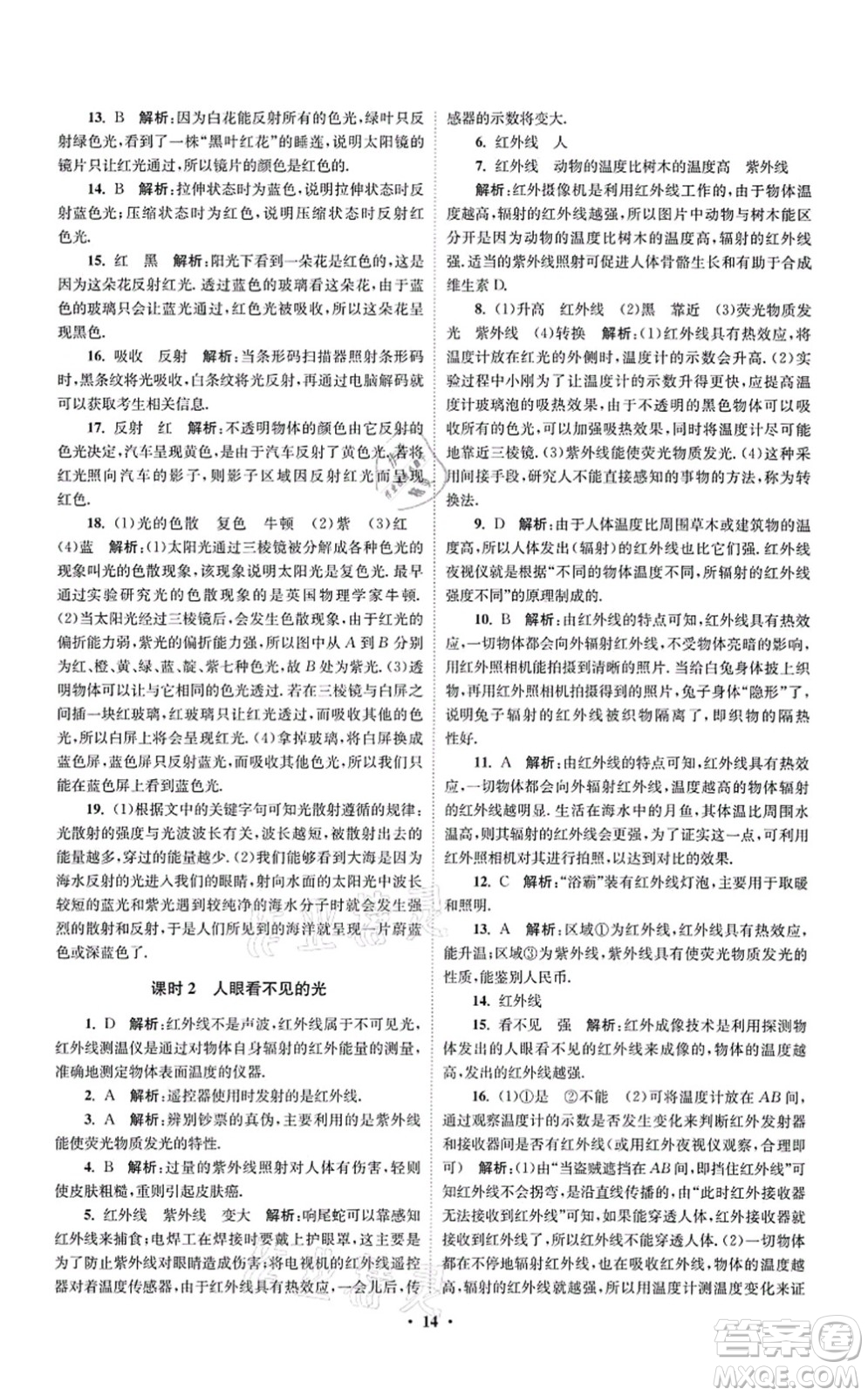 江蘇鳳凰科學(xué)技術(shù)出版社2021小題狂做提優(yōu)版八年級(jí)物理上冊(cè)蘇科版答案