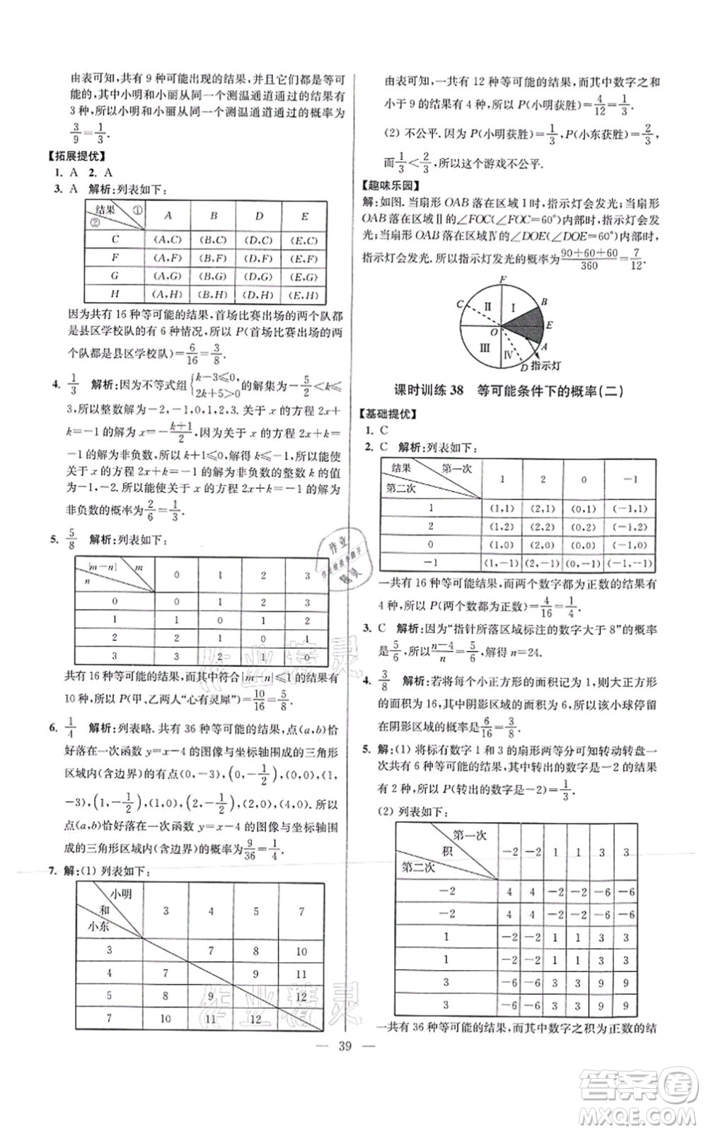 江蘇鳳凰科學(xué)技術(shù)出版社2021小題狂做提優(yōu)版九年級(jí)數(shù)學(xué)上冊(cè)蘇科版答案